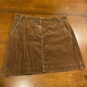 J Crew Womens Corduroy Skirt Size 8  Brown Pockets Cotton Blend